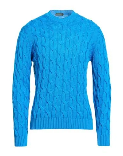 Zanone Man Sweater Azure Size 42 Cotton In Blue