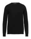 Zanone Crew Neck Wool Sweater With Ribbed Finish In Black