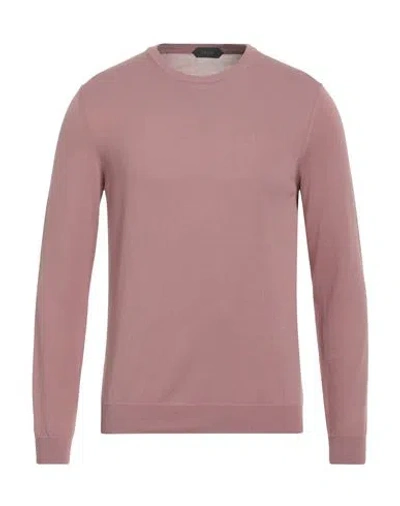 Zanone Man Sweater Blush Size 40 Cotton In Pink