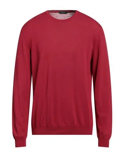 Zanone Man Sweater Brick Red Size 44 Cotton In Red