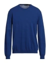 Zanone Man Sweater Bright Blue Size 48 Cotton