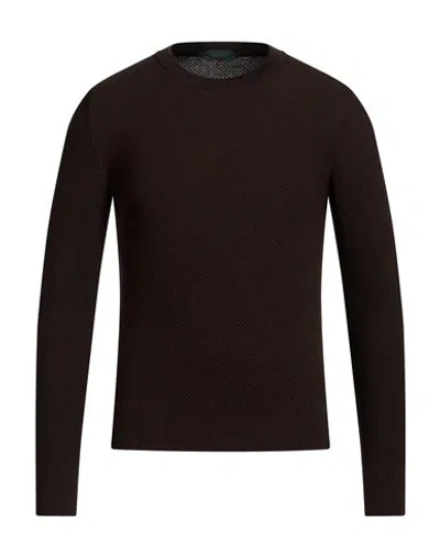 Zanone Man Sweater Brown Size 36 Virgin Wool