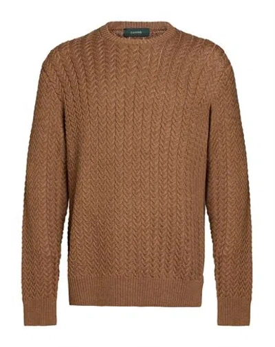 Zanone Man Sweater Brown Size 42 Virgin Wool