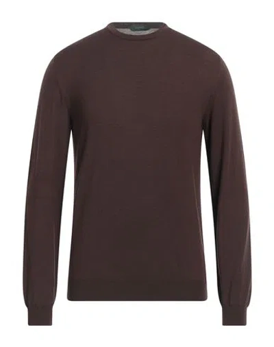 Zanone Man Sweater Brown Size 38 Virgin Wool, Polyamide In Brown