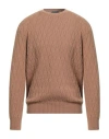 Zanone Man Sweater Camel Size 42 Alpaca Wool, Virgin Wool In Brown