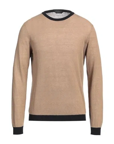 Zanone Man Sweater Camel Size 44 Linen, Cotton