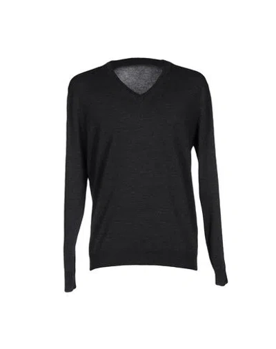 Zanone Man Sweater Charcoal Size 46 Wool, Polyamide In Black