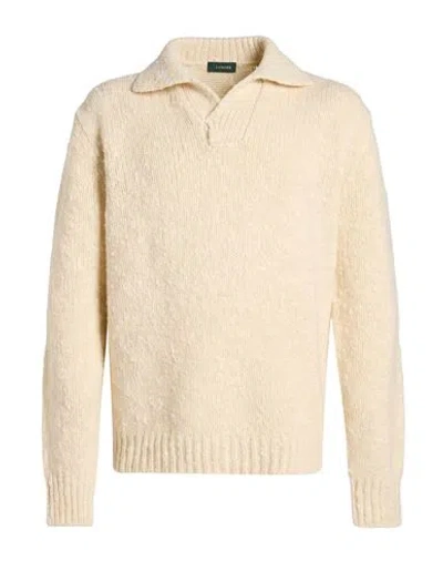 Zanone Man Sweater Cream Size 42 Virgin Wool, Polyamide In Brown