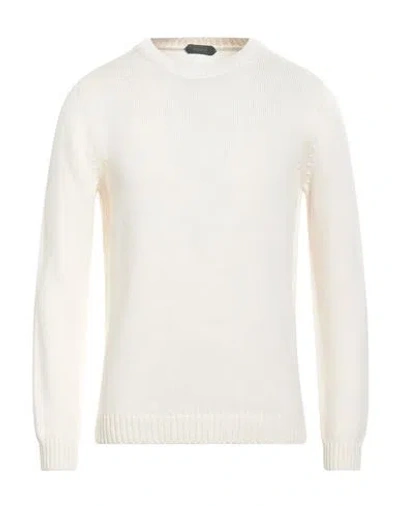 Zanone Man Sweater Cream Size 46 Cotton In White
