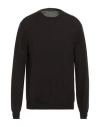 Zanone Man Sweater Dark Brown Size 46 Virgin Wool, Polyamide In Black