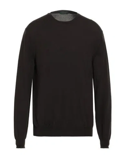 Zanone Man Sweater Dark Brown Size 46 Virgin Wool, Polyamide In Brown
