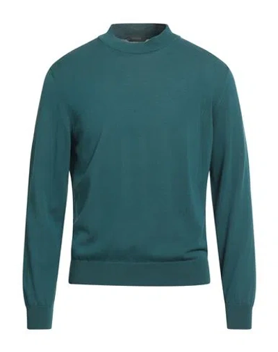 Zanone Man Sweater Deep Teal Size 44 Cotton In Green