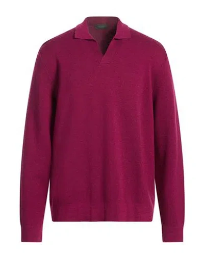 Zanone Man Sweater Garnet Size 44 Virgin Wool In Pink