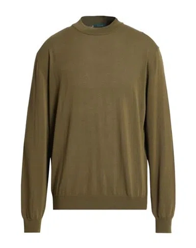 Zanone Man Sweater Military Green Size 46 Cotton