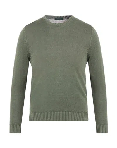 Zanone Man Sweater Military Green Size 46 Linen, Cotton
