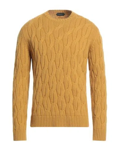 Zanone Man Sweater Mustard Size 42 Virgin Wool In Yellow