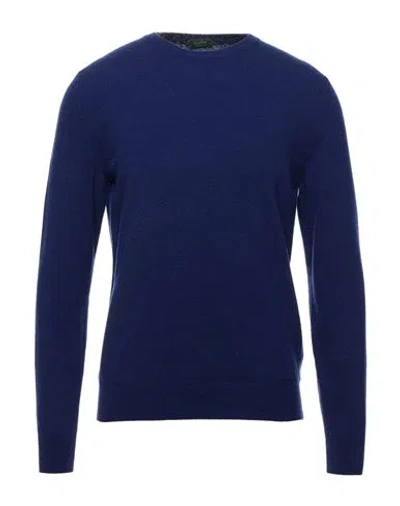 Zanone Man Sweater Navy Size 46 Virgin Wool, Cashmere In Blue