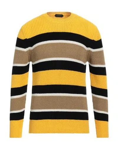 Zanone Man Sweater Ocher Size 42 Cotton In Yellow