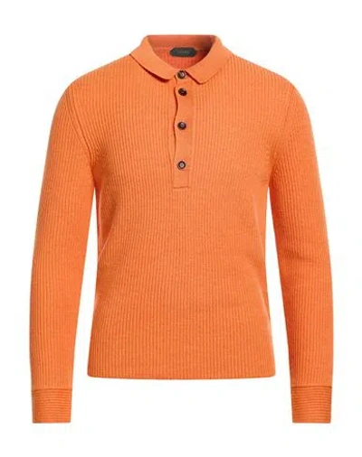 Zanone Man Sweater Orange Size 44 Virgin Wool In Pattern