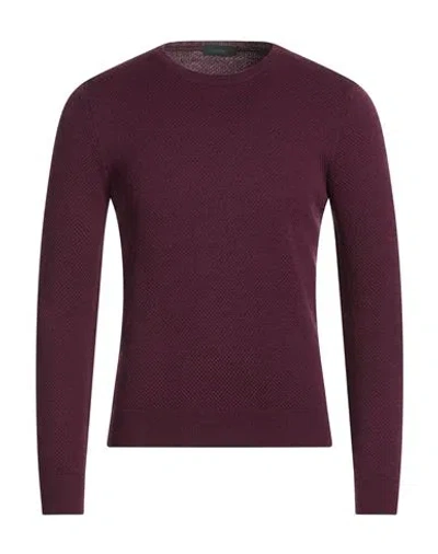 Zanone Man Sweater Plum Size 36 Virgin Wool In Brown