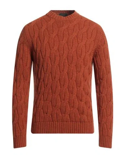 Zanone Man Sweater Brown Size 38 Virgin Wool In Red