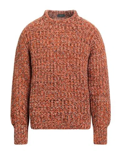 Zanone Man Sweater Rust Size 42 Alpaca Wool, Polyamide In Brown