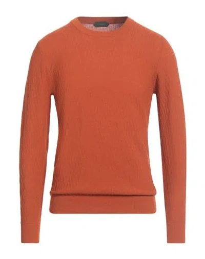 Zanone Man Sweater Rust Size 46 Cotton