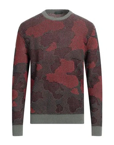 Zanone Man Sweater Rust Size 46 Linen, Cotton In Red