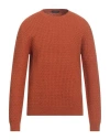 Zanone Man Sweater Rust Size 48 Virgin Wool