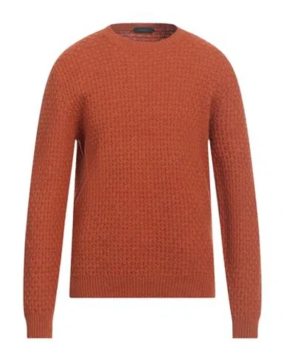 Zanone Man Sweater Rust Size 48 Virgin Wool