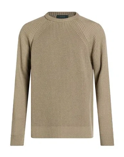 Zanone Man Sweater Sage Green Size 48 Virgin Wool In Gray
