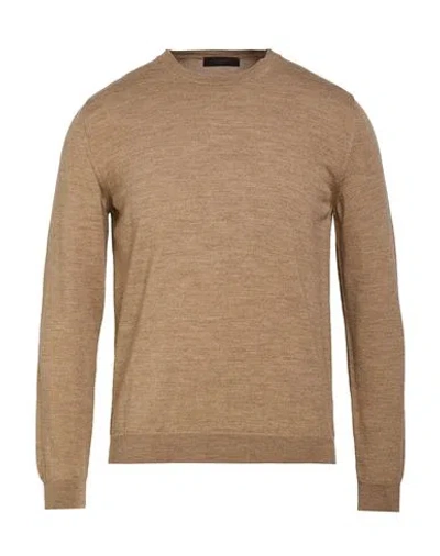 Zanone Man Sweater Sand Size 36 Virgin Wool In Brown