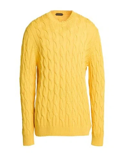 Zanone Man Sweater Yellow Size 42 Cotton