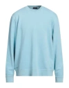 Zanone Man Sweatshirt Sky Blue Size Xxl Cotton