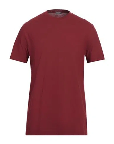 Zanone Man T-shirt Burgundy Size 46 Cotton In Red