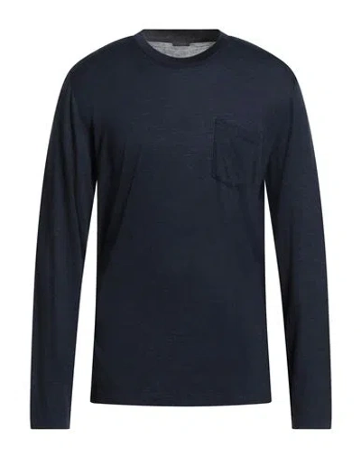 Zanone Man T-shirt Midnight Blue Size 44 Virgin Wool