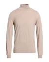 Zanone Man Turtleneck Beige Size 44 Virgin Wool, Polyamide In Neutral