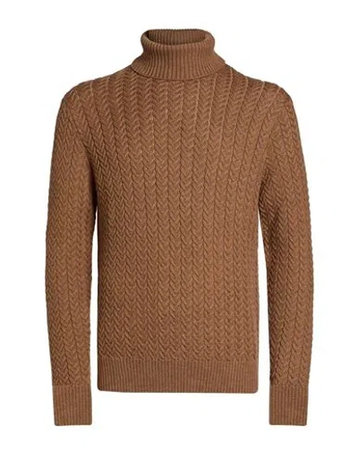 Zanone Man Turtleneck Brown Size 46 Virgin Wool, Cashmere