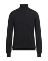 Zanone Man Turtleneck Charcoal Size 44 Virgin Wool, Polyamide In Black
