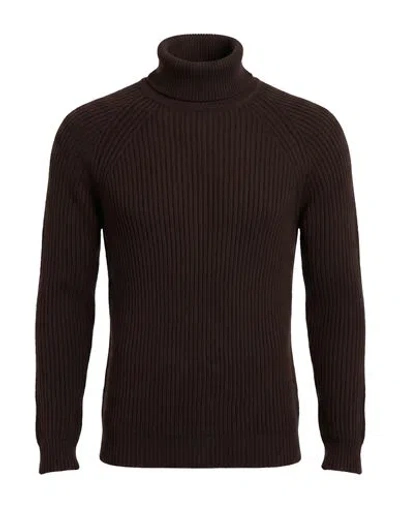 Zanone Man Turtleneck Dark Brown Size 38 Virgin Wool