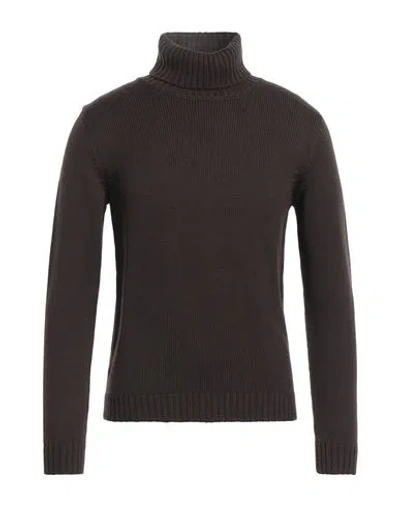 Zanone Man Turtleneck Dark Brown Size 38 Virgin Wool