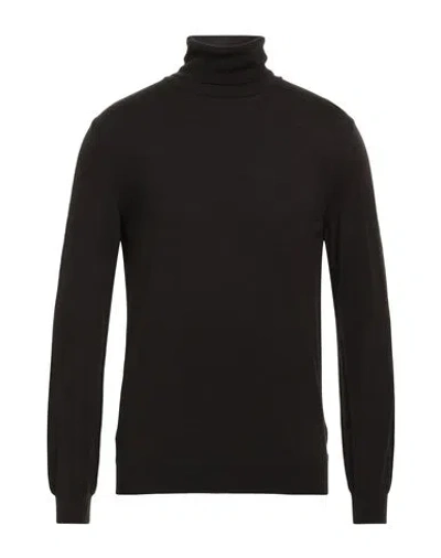 Zanone Man Turtleneck Dark Brown Size 40 Virgin Wool, Polyamide In Black