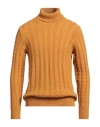Zanone Man Turtleneck Mandarin Size 38 Alpaca Wool, Virgin Wool In Orange