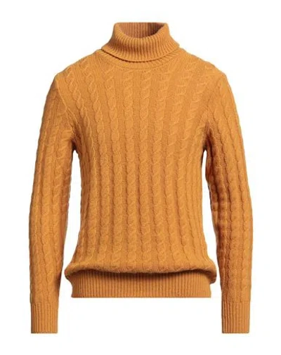 Zanone Man Turtleneck Mandarin Size 38 Alpaca Wool, Virgin Wool In Orange