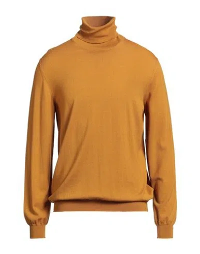 Zanone Man Turtleneck Marigold Size 44 Virgin Wool, Polyamide In Orange