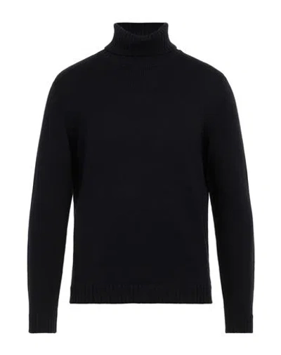 Zanone Man Turtleneck Midnight Blue Size 40 Virgin Wool In Blue