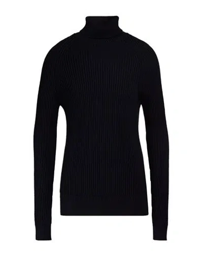 Zanone Man Turtleneck Midnight Blue Size 44 Virgin Wool In Black