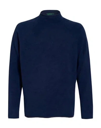 Zanone Man Turtleneck Navy Size 42 Cashmere In Blue