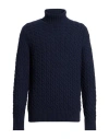 Zanone Man Turtleneck Navy Size 44 Alpaca Wool, Polyamide In Blue