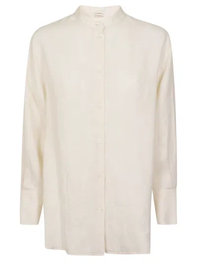 ZANONE ZANONE MANDARIN COLLAR LINEN SHIRT WITH BUTTON-DOWN FRONT
